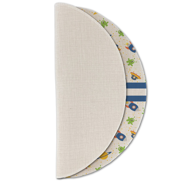 Boy's Space Themed Round Linen Placemats - HALF FOLDED (single sided)