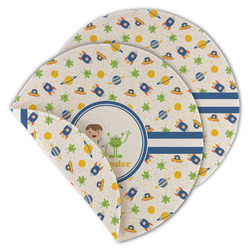 Boy's Space Themed Round Linen Placemat - Double Sided - Set of 4 (Personalized)