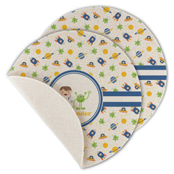 Boy's Space Themed Round Linen Placemat - Single Sided - Set of 4 (Personalized)