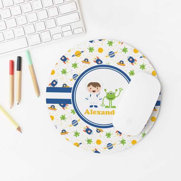 Boy's Space Themed Round Mousepad - LIFESTYLE 2
