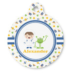 Boy's Space Themed Round Pet ID Tag - Large (Personalized)