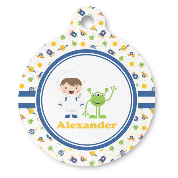 Custom Boy's Space Themed Round Pet ID Tag - Large (Personalized)