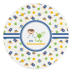 Boy's Space Themed Round Stone Trivet (Personalized)