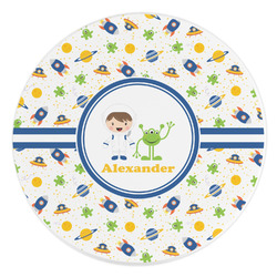 Boy's Space Themed Round Stone Trivet (Personalized)