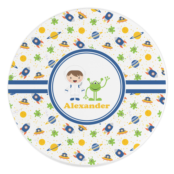 Custom Boy's Space Themed Round Stone Trivet (Personalized)