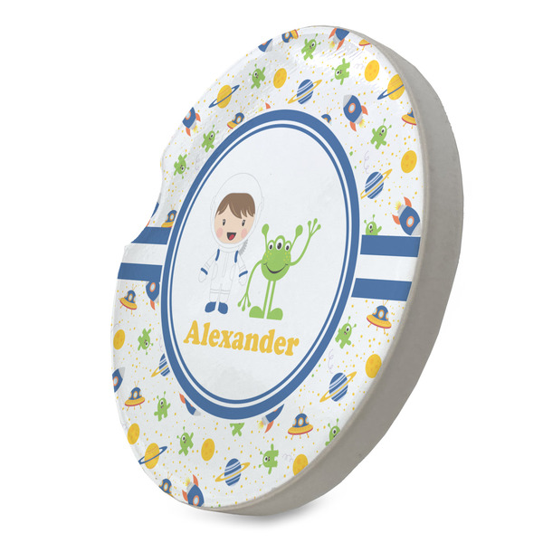Boy's Space Themed Sandstone Car Coaster - STANDING ANGLE