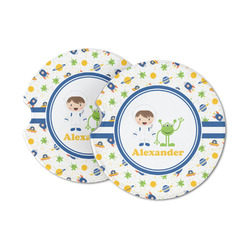 Boy's Space Themed Sandstone Car Coasters - Set of 2 (Personalized)
