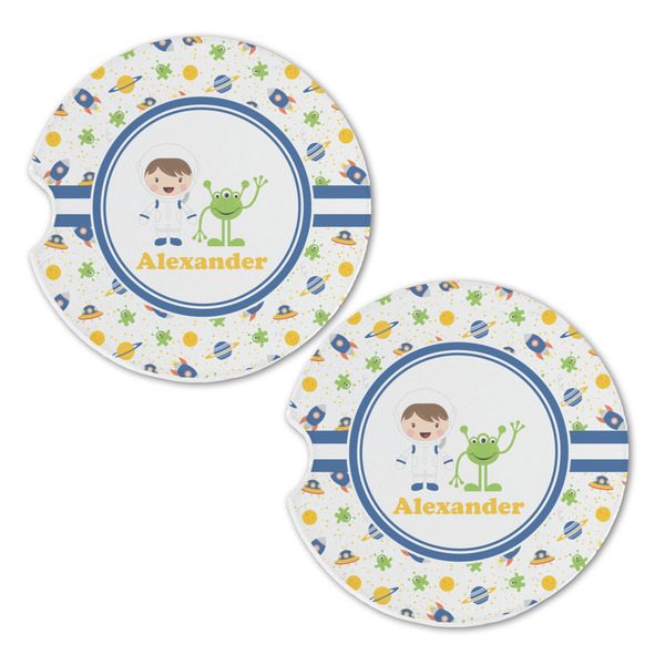 Boy's Space Themed Sandstone Car Coasters - Set of 2