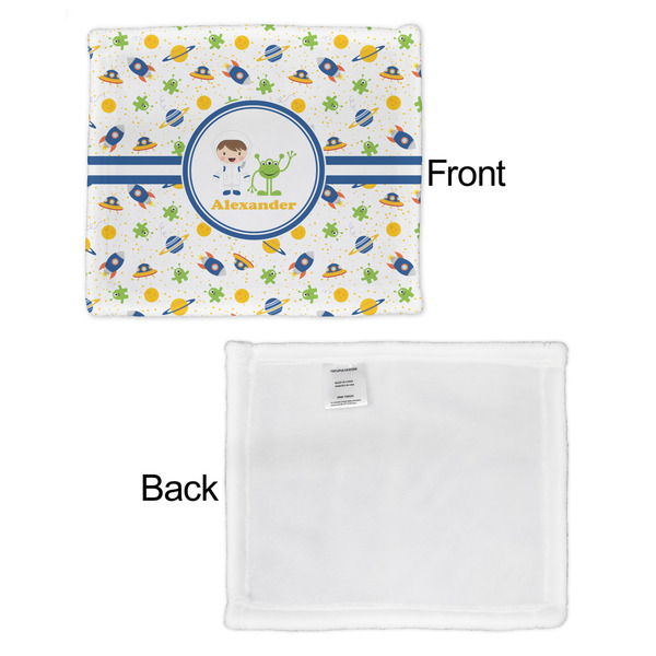Boy's Space Themed Security Blanket - Front & White Back View
