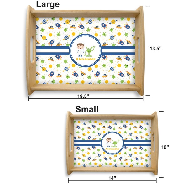 Boy's Space Themed Serving Tray Wood Sizes