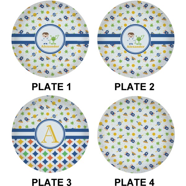 Boy's Space Themed Set of Lunch / Dinner Plates (Approval)