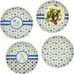 Boy's Space Themed Set of 4 Glass Lunch / Dinner Plate 10" (Personalized)