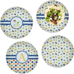 Boy's Space Themed Set of 4 Glass Lunch / Dinner Plate 10" (Personalized)