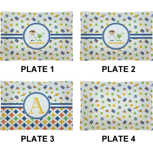 Boy's Space Themed Set of Rectangular Appetizer / Dessert Plates (Approval)