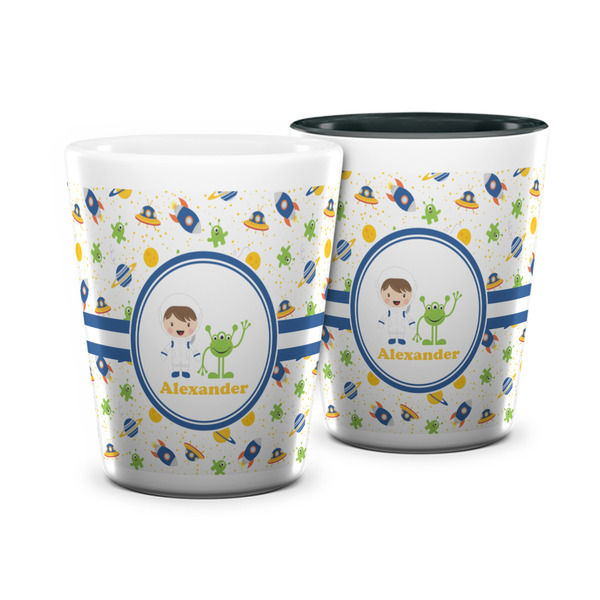 Custom Boy's Space Themed Ceramic Shot Glass - 1.5 oz (Personalized)