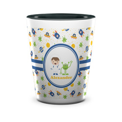 Boy's Space Themed Ceramic Shot Glass - 1.5 oz - Two Tone - Set of 4 (Personalized)