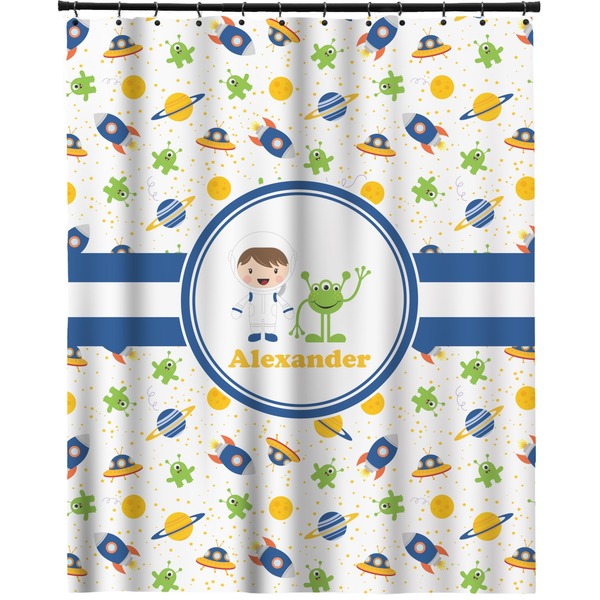 Custom Boy's Space Themed Extra Long Shower Curtain - 70"x84" (Personalized)