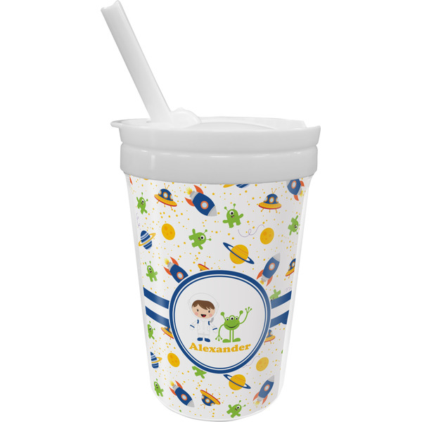 Custom Boy's Space Themed Sippy Cup with Straw (Personalized)