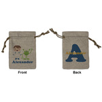 Boy's Space Themed Small Burlap Gift Bag - Front & Back (Personalized)