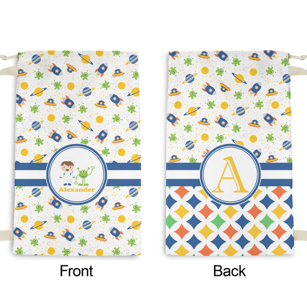 Boy's Space Themed Small Laundry Bag - Front & Back View