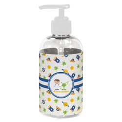 Boy's Space Themed Plastic Soap / Lotion Dispenser (8 oz - Small - White) (Personalized)