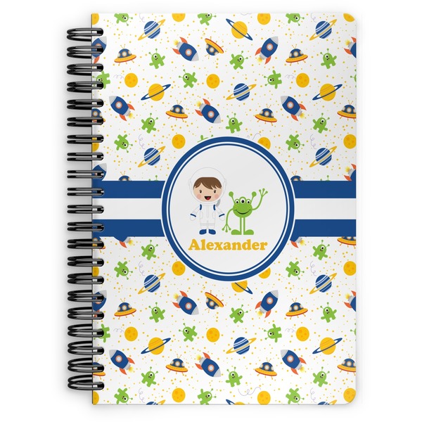 Custom Boy's Space Themed Spiral Notebook - 7x10 w/ Name or Text