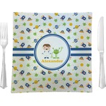 Boy's Space Themed Glass Square Lunch / Dinner Plate 9.5" (Personalized)
