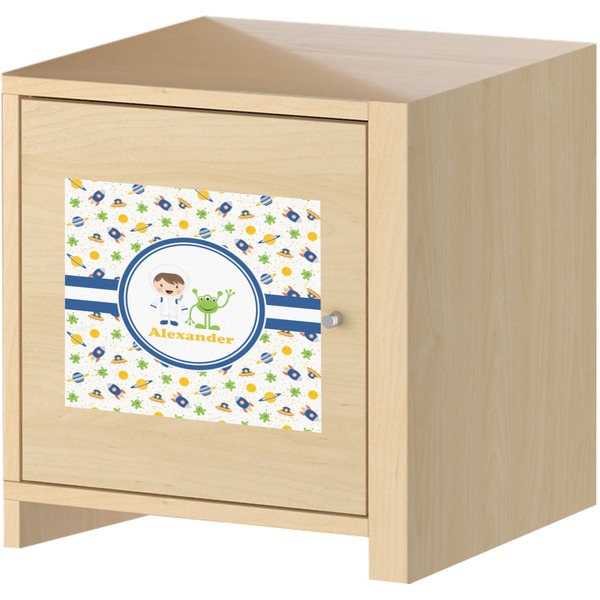 Boy's Space Themed Square Wall Decal on Wooden Cabinet