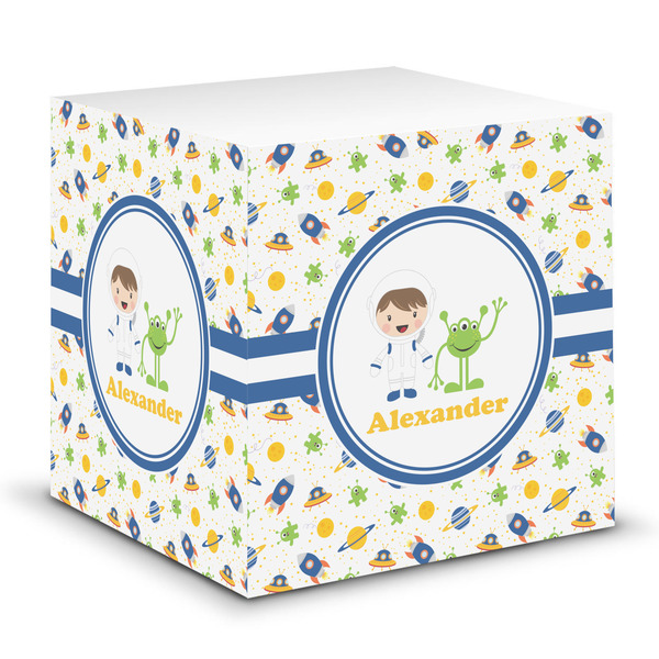 Custom Boy's Space Themed Sticky Note Cube (Personalized)