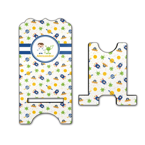 Boy's Space Themed Stylized Phone Stand - Front & Back - Large