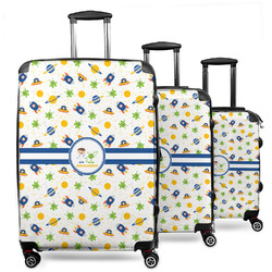 Boy's Space Themed 3 Piece Luggage Set - 20" Carry On, 24" Medium Checked, 28" Large Checked (Personalized)