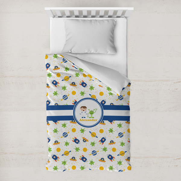 Custom Boy's Space Themed Toddler Duvet Cover w/ Name or Text