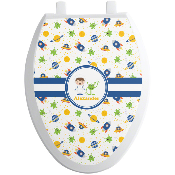 Custom Boy's Space Themed Toilet Seat Decal - Elongated (Personalized)