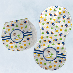 Boy's Space Themed Burp Pads - Velour - Set of 2 w/ Name or Text