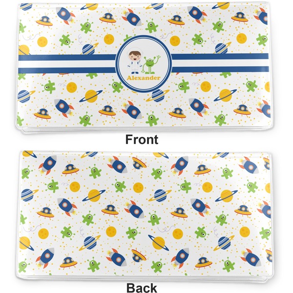 Boy's Space Themed Vinyl Check Book Cover - Front and Back