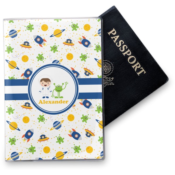 Custom Boy's Space Themed Vinyl Passport Holder (Personalized)