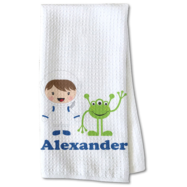 Custom Boy's Space Themed Kitchen Towel - Waffle Weave - Partial Print (Personalized)