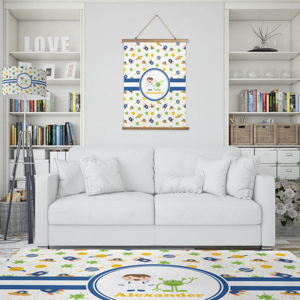 Boy's Space Themed Wall Hanging Tapestry - Portrait - IN CONTEXT