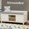 Boy's Space Themed Wall Name Decal Above Storage bench