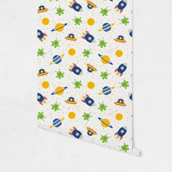 Boy's Space Themed Wallpaper on Wall