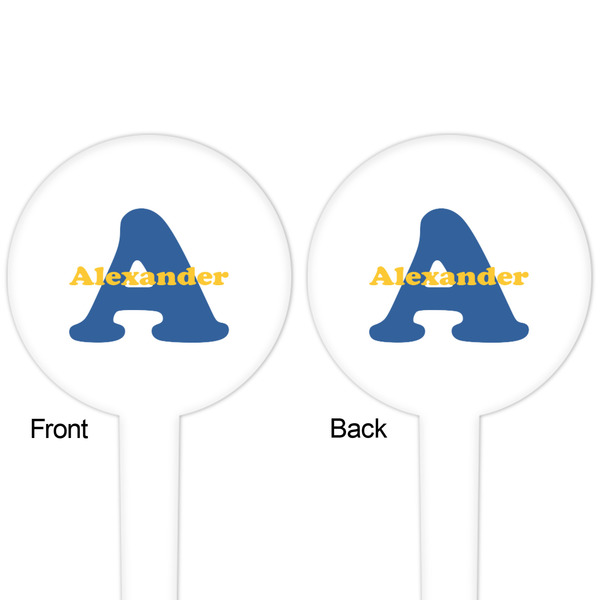 Boy's Space Themed White Plastic 4" Food Pick - Round - Double Sided - Front & Back