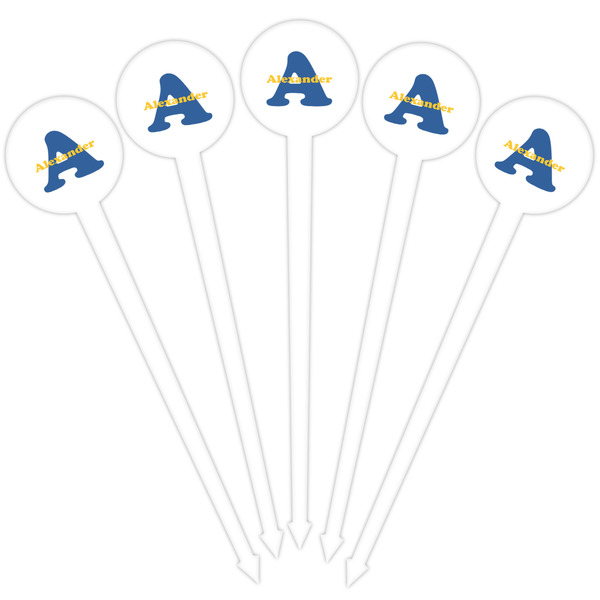 Boy's Space Themed White Plastic 4" Food Pick - Round - Fan View