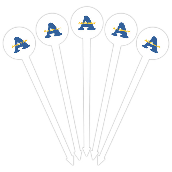 Boy's Space Themed White Plastic 6" Food Pick - Round - Fan View