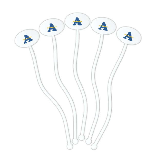 Boy's Space Themed White Plastic 7" Stir Stick - Oval - Fan