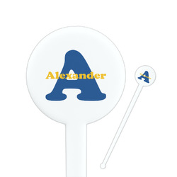 Boy's Space Themed 7" Round Plastic Stir Sticks - White - Double Sided (Personalized)
