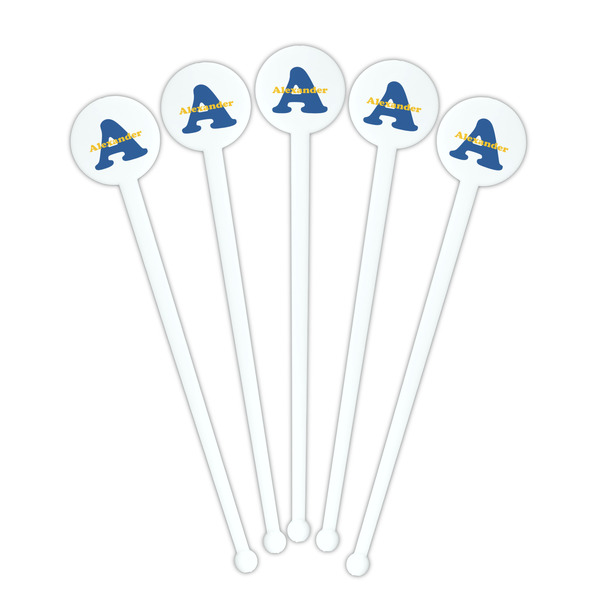 Boy's Space Themed White Plastic 7" Stir Stick - Round - Fan View