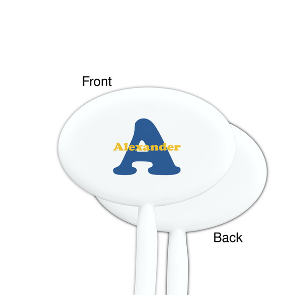 Boy's Space Themed White Plastic 7" Stir Stick - Single Sided - Oval - Front & Back