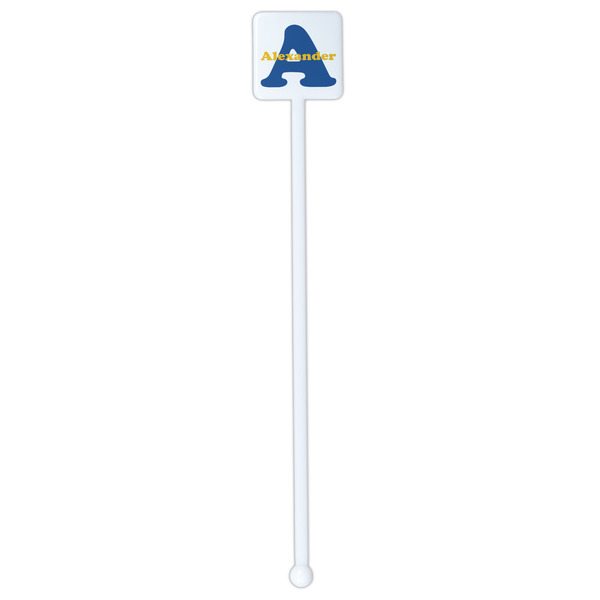 Boy's Space Themed White Plastic Stir Stick - Single Sided - Square - Single Stick