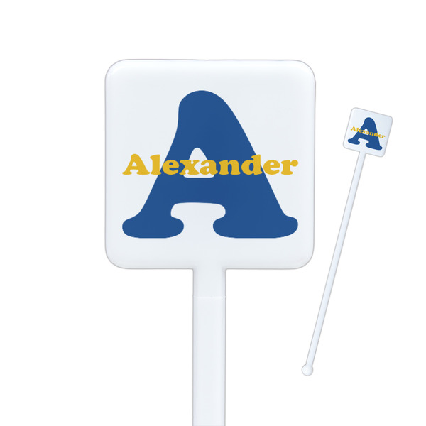 Custom Boy's Space Themed Square Plastic Stir Sticks - Single Sided (Personalized)