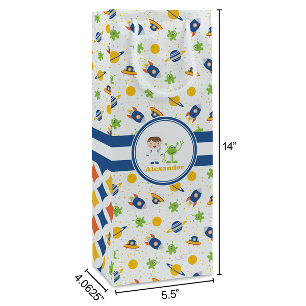 Boy's Space Themed Wine Gift Bag - Dimensions